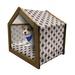 East Pet House Japanese Batik Pattern with Geometric Influences Dots Lines and Rhombuses Outdoor & Indoor Portable Dog Kennel with Pillow and Cover 5 Sizes Dark Blue White Brown by Ambesonne