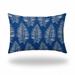 HomeRoots 410025 18 x 4 x 12 in. Blue & White Enveloped Tropical Lumbar Indoor & Outdoor Pillow
