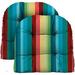 Indoor Outdoor Set Of 2 U-Shape Wicker Tufted Seat Cushions (Large Braymont Multi Color Stripe)