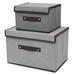 Summer Savings WJSXC Foldable Storage Box with Lid 2pcs (large + Small) Fabric Storage Box with Lid Closet Storage Box Room Organization Office Storage Toy Storage Gray