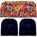 Indoor Outdoor 3 Piece Tufted Wicker Cushion Set (Large Colsen Berry Navy Blue)