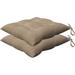 Indoor/Outdoor Textured Birch Tan Tufted Seat Cushion: Recycled Polyester Fill Weather Resistant Pack of 2 Patio Cushions: 17 W x 17 D x 4 T