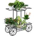 Flower Metal Plant Stand with 4 Decorative Wheels Garden Iron Flower Display Rack w/ 6 Pots Multi Flower Planter Potted Holder Organizer for Indoor Outdoor Balcony Patio Garden (6-Tier)