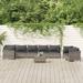 9 Piece Patio Set with Cushions Gray Poly Rattan