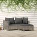 3 Piece Patio Set with Cushions Gray Poly Rattan