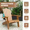 Oversized Poly Lumber Folding Adirondack Chair with Cup Holder Fade-Resistant Lounge Chair with 350lbs Duty Rating All-Weather Chair for Fire Pit & Garden 34.25*30.15*35.82inch Brown