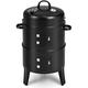 3-In-1 Outdoor Smoker Grill Portable Charcoal BBQ Grill With Smoker Combo Built-In Thermometer And Air Vent 6 Hooks 2 Layers Vertical Steel Charcoal Smoker For Outdoor Cooking Camping