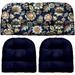 Indoor Outdoor 3 Piece Tufted Wicker Cushion Set (Large Daelyn Navy Navy Blue)