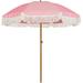 AMMSUN 7ft Patio Umbrella with Fringe Outdoor Tassel Umbrella UPF50+ Tilt Shelter Pink