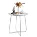 Fionafurn Round Patio Side Tableï¼ŒOutdoor Metal Side Table Coffee Table For Living Room Bedroom Garden Balcony Patioï¼ˆWhiteï¼‰