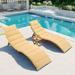 3-Piece Portable Extended Recliner Set Pool Lounge Chairs with Collapsible Tea Table and Removable Cushion Outdoor Patio Chaise Lounge Set for Balcony Poolside and Garden