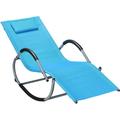 Outdoor Rocking Chair Chaise Lounge Pool Chair For Sun Tanning Sunbathing Rocker Armrests & Pillow For Patio Lawn Beach Large Blue