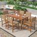 7 Pieces Outdoor Dining Set All-Weather Wicker Rattan Outdoor Patio Furniture with Table All Acacia Wood for Lawn Garden Backyard Deck Patio Dining Set with Cushions Natural