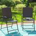 Patio Folding Dining Chairs Set of 2 Outdoor Wicker Rattan Chair with Steel Armrest for Garden Pool Balcony Lawn