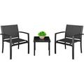 HElectQRIN 3 Pieces Patio Furniture Set Outdoor Patio Conversation Set Textilene Bistro Set Modern Porch Furniture Lawn Chairs with Coffee Table for Home Lawn and Balcony (Black)