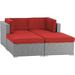 SOLAURA 4-Piece Outdoor Daybed Patio Gray Wicker Sectional Sofa Set with Red Cushions
