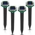 Paddsun Solar Mole Repellent 4 Pack Outdoor Gopher Repellent Ultrasonic Mole Repellent Stakes Waterproof Sonic Mole Spikes for Garden Yard Home Use Get Rid of Moles Groundhog Snake Repellent