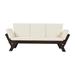 3-Seat Wooden Patio Furniture Sofa Outdoor Adjustable Daybed Sofa Chaise Lounge with Cushions Garden Cushioned Sofa for Balcony Porch Poolside(Beige)