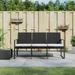 3-Seater Patio Bench with Cushions Black Rattan