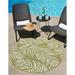 HYYYYH Outdoor Botanical Collection Floral Coastal Bohemian Leaves Indoor and Outdoor Area Rug (4 0 x 4 0 Round Green/Ivory)