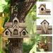 Cptfadh Bird House Bird House for Outside Hummingbird House with 6 Hole Bluebirds Finchs Hanging Big Birdhouse Nesting Box Birdhouse for Backyard/Courtyard/Patio Decor