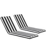 2PCS Set Outdoor Lounge Chair Cushion Replacement Patio Funiture Seat Cushion Chaise Lounge Cushion for Outdoor Indoor Black White