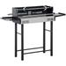 HElectQRIN BBQ Rotisserie Grill Roaster Charcoal Split Roaster for Chicken Turkey with 3-Level Grill Grate Foldable Storage Shelves and Wind Deflector Stainless Steel