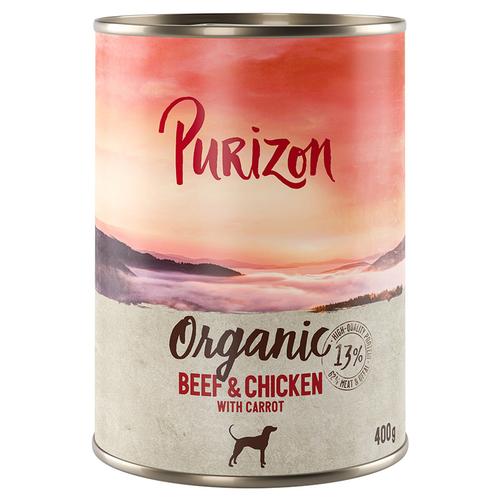 Testez-les ! Croquettes, boîtes et friandises Purizon pour chien - Boîte à l'unité Purizon Organic bœuf bio, poulet bio (400 g)