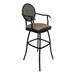 Outdoor Patio Swivel Extra Tall 34 Bar Stool - Adelle -Multi Stripe-black metal