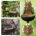 Cptfadh Garden Owl Resin Feeder Decorations Garden Bird Bird Feeder Decorative Pastorals Owl Bird Feeders