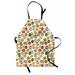 Food Apron Colorful Sketch of Glazed Donuts in Sprinkles and Hot Drink Cups Pattern Unisex Kitchen Bib with Adjustable Neck for Cooking Gardening Adult Size Eggshell and Multicolor by Ambesonne