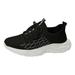 ZIZOCWA Soft Sole Casual Shoes for Women Wide Width Lace Up Knitted Mesh Tennis Shoes Comfortable Slip On Walking Running Shoes Summer Black Size42