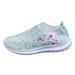 ZIZOCWA Rhinestone Flower Mesh Casual Socks Shoes for Women Breathable Lightweight Knited Soft Sole Walking Tennis Shoes Large Size Blue Size39