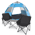 MADOG Set of 4 Camping Tent + Chairs + Table 4 Person Dome Tent with 2 Foldable Camping Chairs and Roll Up Table Combo for Backpacking Hiking Traveling Blue