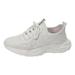 ZIZOCWA Soft Sole Casual Shoes for Women Wide Width Lace Up Knitted Mesh Tennis Shoes Comfortable Slip On Walking Running Shoes Summer White Size38