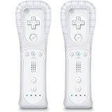 Wii Controller 2 Pack Wii Remote Controller Wii U Controller with Silicone Case and Wrist Strap Wii Remotes Compatible with Nintendo Wii and Wii U (White)