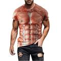 QIPOPIQ Men s Short Sleeve Round Neck Shirts New Funny Pattern Tees Fake Abs T Shirts Novelty T Shirt Fashion Summer Men Print Sports T Shirts & Shirts Gift for Father & Him 2023 Clearance Khaki L