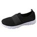 ZIZOCWA Comfortable Soft Sole Casual Shoes for Women Solid Color Stretch Cloth Mesh Walking Shoes Breathable Slip On Sports Tennis Shoes Black Size39