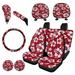 FKELYI Hibiscus Flowers Car Seat Covers Set of 11 Lightweight Automotive Seat Covers & Accessories with Steering Wheel Covers+Headrest Cover+Gear Shift Cover+Handbrake Cover+Car Cup Pad