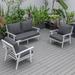 LeisureMod Walbrooke 3-Piece Patio Set with White Aluminum Frame and Removable Cushions