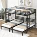 Storage Loft Bed with Movable Shelves and Ladder - Chalkboard Guardrail Design - Solid Wood Slats Support (Twin Size)