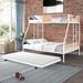 Metal Twin Over Full Bunk Bed with Trundle, Bunk Beds Twin Over Full Size with Guardrails and 2 Side Ladder