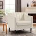 Velvet Fabric Single Sofa Side Chair, Modern Upholstered Tufted Accent Chair, Barrel Club Living Room Armchair with Pockets