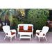 4pc Windsor White Wicker Conversation Set with Cushion