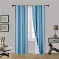 2 Piece Faux Silk Window Blackout Curtain Solid Pattern With Bronze Antique Grommet Energy Efficient Adam Size 63 84 95 And 108 Long (108 Extra Long Light Blue)