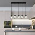 Oukaning 5-Light Glass Bottle Chandelier Kitchen Decor Mason Jar Island Pendant Lamp Hanging Light