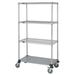 Quantum Storage Chrome Wire Shelving 3-Wire Shelf and 1-Solid Shelf Stem Caster Cart - 74 in.