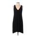 Leon Max Casual Dress - Mini V Neck Sleeveless: Black Print Dresses - Women's Size Large