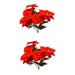 FRCOLOR 2PCS Simulation Red Poinsettia Bushes Christmas Flowers Bouquets Artificial Xmas Tree Ornaments Centerpiece for Christmas Home Office Decor (Red)