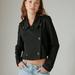 Lucky Brand Cropped Ponte Blazer - Women's Clothing Jackets Coats Blazers in Deep Black, Size L